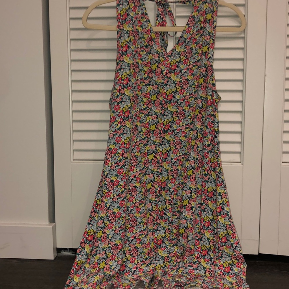 Gap floral shift dress with keyhole tie back